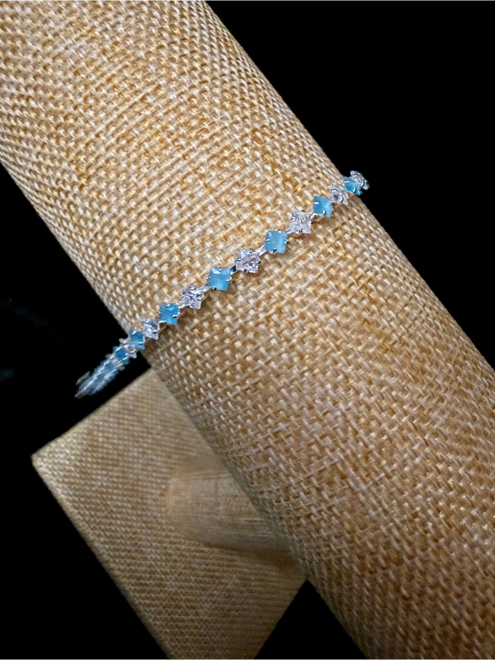 Silver Base Icy-Blue Tennis Bracelet